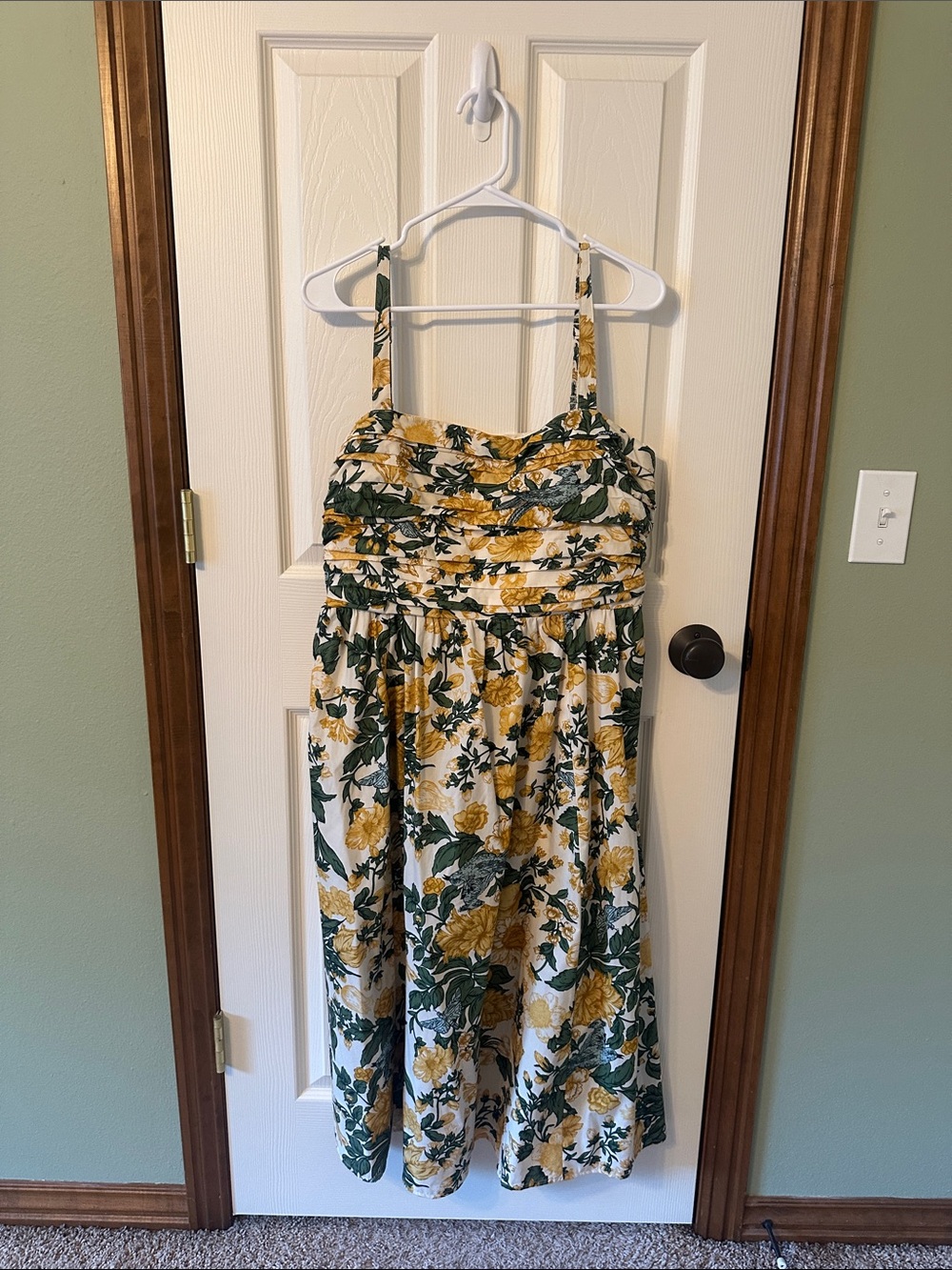 Abercrombie & Fitch Yellow and Green Floral Midi Dress
